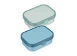 Lunchbox MEPAL "Brotdosen mit Einsatz & Gabel Campus 700 ml 2er Set", bunt (cool blau, cool mint), ABS-Kunststoff, Lebensmittelaufbewahrungsbehälter, Lunchbox