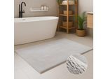 Badematte CARPET CITY "PURE500, Badteppich uni", grau (hellgrau), H:16mm, Polyester, Badematten, Badematte, Teppich Badezimmer, Badvorleger, Anti-Rutsch, Waschbar, Duschmatte