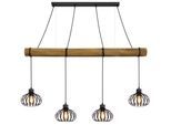 GLOBO LIGHTING Hängeleuchte "CALDWELL", schwarz matt, 4, Ø 20cm H: 150cm, 1 Stk., Leuchten, Schwarze Hängeleuchte, Holz & Metallstäbe, Kabel zum Herumwickeln, Hängeleuchte