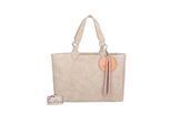Henkeltasche FRITZI AUS PREUSSEN "Izzy Vintage", Damen, Gr. B/H/T: 42cm x 29cm x 42cm, beige, Lederimitat, unifarben, Taschen, mit Taschen-Anhänger und Schlüsselschlange