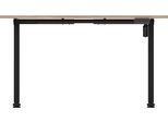 Schreibtisch SCHILDMEYER "Emmik, Schreibtisch, Made in Germany, B: 138 cm", schwarz (weißeiche, mattschwarz, mattschwarz, weißeiche), B:138cm H:72,7cm T:60cm, Tische, Schreibtisch, Solide Verarbeitung - Dieses Produkt ist in Deutschland gefertigt