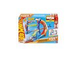 Mattel JFH36 - Hot Wheels - Spiral-Sprung Trackset mit Korkenzieher-Looping, anpassbarer Stunt-Sprung & 1:64 Fahrzeug