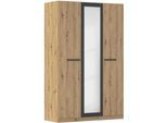 Kleiderschrank OTTO HOME "Mehrzweckschrank Aktenschrank Möbel Mietswohnung Schlafzimmer MODI", grau (eiche artisan, graumetallic), B:136cm H:210cm T:54cm, Holzwerkstoff, Schränke, Kleiderschrank, in angesagten Farbkombinationen, optional mit Spiegel MADE IN GERMANY