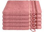 Waschhandschuh SCHIESSER "Skyline Color aus 100 % Baumwolle mit eleganter Streifenbordüre", rosa (altrosa), B:16cm L:22cm, Frottier, Handtücher, Waschhandschuh, MADE IN GREEN by OEKO-TEX