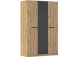 Kleiderschrank OTTO HOME "Mehrzweckschrank Aktenschrank Möbel Mietswohnung Schlafzimmer MODI", grau (eiche artisan, graumetallic), B:136cm H:210cm T:54cm, Holzwerkstoff, Schränke, Kleiderschrank, in angesagten Farbkombinationen, optional mit Spiegel MADE IN GERMANY