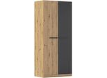 Kleiderschrank OTTO HOME "Mehrzweckschrank Aktenschrank Möbel Mietswohnung Schlafzimmer MODI", grau (eiche artisan, graumetallic), B:91cm H:210cm T:54cm, Holzwerkstoff, Schränke, Kleiderschrank, in angesagten Farbkombinationen, optional mit Spiegel MADE IN GERMANY