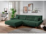 Ecksofa HOME AFFAIRE "Drago, elegant und zeitlos, komfortabel, Holzfuß, L-Form, Breite 290cm", grün (moosgrün), B:290cm H:81cm T:166cm, 100% Polyester, Sofas, Ecksofa, frei im Raum stellbar, inkl. 2 Zierkissen