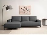 Ecksofa OTTO HOME "TVINNU Leinenoptik, L-Form, Breite 275 cm", grau (anthrazit), B:275cm H:83cm T:173cm, Sofas, Ecksofa, wahlweise Recamiere rechts/links, schwarze Füße, bequemer Sitzkomfort