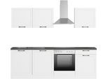 Küchenzeile KOCHSTATION "KS-Lani, mit MDF-Fronten", weiß (küche: weiß, front: weiß, korpus: weiß, arbeitsplatte: betongrau), B:240cm T:60cm, Komplettküchen-Sets, Küchenzeile, Breite 240 cm, wahlweise mit E-Geräten, Höhen-Ausgleichsfüße 0-4 cm