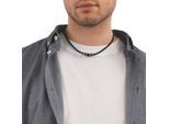 Kette mit Anhänger TOM TAILOR "Schmuck Geschenk Edelstahl Leder Kautschuk", edelstahlfarben, schwarz, Halsketten, Herren, Edelstahl Kautschuk Leder, L: 52 B: 3,8mm, Edelstahl, Kautschuk, Leder, B:3,8mm