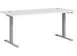 Schreibtisch SCHILDMEYER "Serie 1600", weiß (kreideweiß, silber, kreideweiß), B:160cm H:70,5cm T:75cm, Tische, Schreibtisch, Solide Verarbeitung - Dieses Produkt ist in Deutschland gefertigt