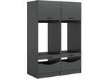 Mehrzweckschrank-Set WELLTIME "FALAS, 2-teilig, Hauswirtschaftsraum Set, Breite 133 cm", anthrazit nb, B:133cm H:195cm T:68cm, Holzwerkstoff, Kastenmöbel-Sets, Kombination, Waschmaschinenumbau, Waschmaschinenschrank, Wäschekammer