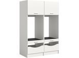 Mehrzweckschrank-Set WELLTIME "FALAS, 2-teilig, Hauswirtschaftsraum Set, Breite 133 cm", weiß nb, B:133cm H:195cm T:68cm, Holzwerkstoff, Kastenmöbel-Sets, Kombination, Waschmaschinenumbau, Waschmaschinenschrank, Wäschekammer
