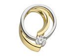 Kettenanhänger JOBO "Anhänger 13 mm mit Zirkonia", gold (gelbgold 333, weiß), Schmuckanhänger, Damen, Gelbgold 333, Kettenanhänger, 8 Karat 333 Gold bicolor