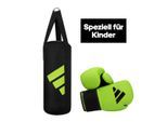 Boxsack ADIDAS PERFORMANCE "Youth Boxing Kit", schwarz (schwarz, grün), Boxsäcke, B/H/L: 20cm x 53cm x 20cm, B:20cm H:53cm L:20cm Ø:26cm
