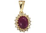 Kettenanhänger JOBO "Anhänger 13 mm mit Rubin und 16 Diamanten", gelb (rubinrot, rot), Schmuckanhänger, Damen, Diamanten Gelbgold 585, Diamanten, Gelbgold 585, Kettenanhänger, 14 Karat 585 Gold