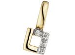 Kettenanhänger JOBO "Kleiner Anhänger eckig 9 mm", gold (gelbgold 585), Schmuckanhänger, Damen, SI = kleine Einschlüsse, Diamanten Gelbgold 585, Diamanten, Gelbgold 585, Kettenanhänger, 14 Karat 585 Gold mit 4 Diamanten