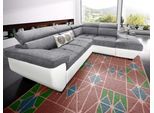 Ecksofa COTTA "Speedway L-Form", weiß, grau, B:262cm H:79cm T:102cm, Kunstleder SOFTLUX / Struktur (100% Polyester);Edles Flachgewebe (100% Polyester) / Feine Struktur (100% Polyester);Kunstleder SOFTLUX / Luxus-Microfaser (100% Polyester), Sofas, Ecksofa, Kopfteilverstellung, optional Bettfunktion & Bettkasten