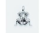 Kette mit Anhänger ADELIA´S "925 Silber Sternzeichen Anhänger Zwilling mit Zirkonia", silber, Halsketten, Damen, Silber 925 (Sterlingsilber), Schmuckset - Set mit Halskette