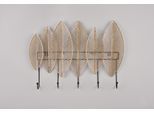 Wandgarderobe MIRRORS AND MORE "Alma", gold (goldfarbig), B:44cm H:47cm T:6cm, Metall, Garderobenpaneele, Wandgarderobe, Blatt-Design mit 5 Haken aus Metall