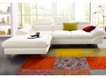 Ecksofa COTTA "Driver L-Form, B: 268 cm", weiß (altweiß), B:268cm H:73cm T:169cm, LEDER BEEFY (ein abgedecktes Spalt-Rindsleder) im Sitz und Rücken (Korpus in Kunstleder);Luxus-Kunstleder;Kunstleder SOFTLUX;Leder Pampas (echtes Rindsleder), Rückseite mit schwarzem Spannstoff bezogen, Sofas, Ecksofa, Kopfteilverstellung, optional Bettfunktion & Bettkasten