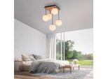 OTTO HOME Deckenleuchte "Evinnia Akustikpaneele mit Glaskugeln", weiß (weiß matt), 5, Ø 16cm H: 58,5cm, Leuchten, Holz, Akustik, Paneele, Glas, Deckenlampe E14, Deckenleuchte