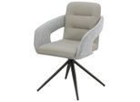 Mid.you , Grau, Hellbraun, Braun , Metall, Textil , 61x87.5x62.5 cm , Sitzfläche 360° drehbar, inklusive Armlehnen ,