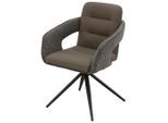 Mid.you , Braun, Hellbraun , Metall, Textil , 61x87.5x62.5 cm , Sitzfläche 360° drehbar, inklusive Armlehnen ,