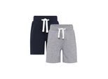 Sweatshorts MINYMO "Sweatshorts MIBasic 2 Pack", Mädchen, Gr. 128, N-Gr, blau (schwarz navy), Obermaterial: 100% Baumwolle CO., Hosen Sweatshorts