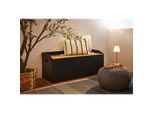 Ambia Garden Kissenbox Gartenbank, Schwarz, Akazie, Metall, Kunststoff, Textil, 1 Fächer, 120x50x51 cm, Gasdruckfeder, Aufbewahrung & Schutzhüllen, Gartenboxen