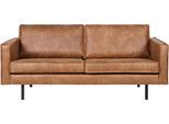 2,5-Sitzer WOOOD "Rodeo Bezug mit Zickzack-Federung, Metallbeine, H 85 x B 190 x T 86 cm", braun (cognac), B:190cm H:85cm T:86cm, Sofas, 2 5-Sitzer, Recycling-Lederfaser-Verbundstoff, pfleigleicht, Tragkraft 200 kg