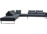 Ecksofa MUSTERRING "JustB PM100 bequem, modern, elegant und viel Platz, bodenfrei", blau (navy), B:308cm H:88cm T:290cm, 85% Polyester, 15% Viskose, Sofas, Ecksofa, mit Zwischenhocker, wahlweise mit Funktion und Kissen, Maße 290 x 308