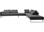 Ecksofa MUSTERRING "JustB PM100 bequem, modern, elegant und viel Platz, bodenfrei", grau, B:398cm H:88cm T:290cm, 85% Polyester, 15% Viskose, Sofas, Ecksofa, mit Zwischenhocker, wahlweise mit Funktion und Kissen, Maße 290 x 398