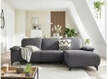 Ecksofa MUSTERRING "MR370 mit/ohne Relaxfunktion, verschiedene Unterfederungen zur Auswahl", grau (stone), B:280cm H:83cm T:180cm, 100% Polyester, Sofas, Ecksofa, Farbe, Material, Sitzkomfort und Funktion wählbar, Maße 280 x 180 cm