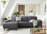Ecksofa MUSTERRING "MR370 mit/ohne Relaxfunktion, verschiedene Unterfederungen zur Auswahl", grau (schwarz), B:280cm H:83cm T:180cm, 100% Leder, Sofas, Ecksofa, Farbe, Material, Sitzkomfort und Funktion wählbar, Maße 280 x 180 cm
