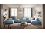 Wohnlandschaft MUSTERRING "Lucia bequem und viel Platz, U-Form", blau (hellblau), B:504cm H:81cm T:204cm, Sofas, Wohnlandschaft, Cord-Bezug, inklusive Kopfstütze, Gesamtbreite 524 cm
