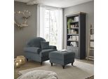 Sessel OTTO HOME "Westminster, Set in hochwertigem Microfaserbezug, 5 Farben verfügbar", grau (anthrazit), B:110cm H:95cm T:100cm, 92% Polyester / 8% Nylon, Sessel, Sessel, Enthält Sessel & Hocker, Federkern-Polsterung, gedrechselter Fuß