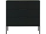 Kommode WOOOD "Adam FSC-Kiefernholz gebürstet mit Metallgriffen, H93 x B94 x T52 cm", schwarz, B:94cm H:93cm T:52cm, Holzwerkstoff, Sideboards, Kommode, Tragkraft 15 kg pro Auszug, Metallgestell, einfach zu montierbar