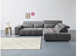 Ecksofa COTTA "Orion L-Form, B: 310 cm", grau (anthrazit), B:310cm H:70cm T:225cm, 100% Polyester, Sofas, Ecksofa, Kopfteilverstellung & 5 Nierenkissen