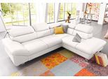 Ecksofa COTTA "Driver L-Form, B: 265 cm", weiß (altweiß), B:268cm H:73cm T:214cm, Kunstleder SOFTLUX;LEDER BEEFY (ein abgedecktes Spalt-Rindsleder) im Sitz und Rücken (Korpus in Kunstleder);Luxus-Kunstleder;Leder Pampas (echtes Rindsleder) im Sitz und Rücken (Rückseite mit Spannstoff bezogen), Sofas, Ecksofa, Kopfteilverstellung, optional Bettfunktion & Bettkasten