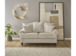 2-Sitzer OTTO HOME "Westminster, Sofa im Landhausstil, Couch mit Zierkissen", beige (elfenbein), B:170cm H:95cm T:100cm, Sofas, 2-Sitzer, Federkern-Polsterung, gedrechselter Fuß, hochwertiger Microfaserbezug
