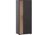 Aktenschrank WELLTIME "Hank, Aktenschrank, Made in Germany, B: 65 cm", schwarz (schwarzmatt, akustikprint), B:65,1cm H:163,6cm T:41cm, FSC-zertifizierter Holzwerkstoff, Schränke, Aktenschrank, Solide Verarbeitung - Dieses Produkt ist in Deutschland gefertigt