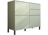 Kommode BORCHARDT MÖBEL "Haama, Sideboard mit Metallfüßen, Push-to-open-Technik, Breite 93 cm", beige (salbei), B:93cm H:80cm T:35cm, Holzwerkstoff, Sideboards, Kommode, Push-To-Open, verstellbare Einlegeböden, viel Stauraum, Breite 93cm