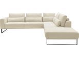 Ecksofa MUSTERRING "JustB PM100 Federkern & Kaltschaum, bequem, Breite 308cm, L-Form", beige (creme), B:308cm H:88cm T:290cm, 85% Polyester, 15% Viskose, Sofas, Ecksofa, mit Sitztiefenverstellung und Kissen, mit Metallkufe, Maße 290x308 cm