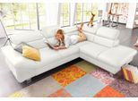 Ecksofa COTTA "Driver L-Form, B: 265 cm", weiß, B:268cm H:73cm T:214cm, Kunstleder SOFTLUX;LEDER BEEFY (ein abgedecktes Spalt-Rindsleder) im Sitz und Rücken (Korpus in Kunstleder);Luxus-Kunstleder;Leder Pampas (echtes Rindsleder) im Sitz und Rücken (Rückseite mit Spannstoff bezogen), Sofas, Ecksofa, Kopfteilverstellung, optional Bettfunktion & Bettkasten