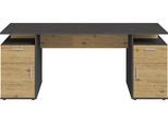 Schreibtisch FMD "Levi", braun (artisan eiche, matera, artisan eiche, matera, eiche), B:185,1cm H:75cm T:67,5cm, Tische, Schreibtisch