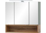 Spiegelschrank SCHILDMEYER "Smilla, Spiegelschrank, Made in Germany, B: 66,6 cm", grün (pistazie, eiche landhausfarben), B:66,6cm H:64,6cm T:16cm, FSC-zertifizierter Holzwerkstoff, Schränke, Spiegelschrank, Solide Verarbeitung - Dieses Produkt ist in Deutschland gefertigt