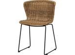 Esszimmerstuhl WOOOD "Wings geflochtenes PE-Rattan auf Stahlgestell, H 78 x B 55 x T 54 cm", braun (natur, schwarz, natur), B:55cm H:78cm T:54cm, Kunststoff, Stühle, Esszimmerstuhl, (Set of 2)Tragkraft 110 kg, Outdoor-Beschichtung, fertig montiert