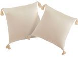 Dekokissen "Jada", weiß (weiß, unifarben), B:50cm L:50cm, Baumwolle, LEGER HOME BY LENA GERCKE, Dekokissen_Sitzkissen_Kissenhüllen, Dekokissen, Kissenhülle ohne Füllung,Reißverschluß, 2er Set, modern, 50x50, Quaste