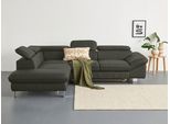 Ecksofa COTTA "Driver L-Form, B: 265 cm", grün (hunter), B:268cm H:73cm T:214cm, Kunstleder SOFTLUX;LEDER BEEFY (ein abgedecktes Spalt-Rindsleder) im Sitz und Rücken (Korpus in Kunstleder);Luxus-Kunstleder;Leder Pampas (echtes Rindsleder) im Sitz und Rücken (Rückseite mit Spannstoff bezogen), Sofas, Ecksofa, Kopfteilverstellung, optional Bettfunktion & Bettkasten